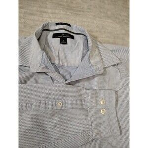 Marc Anthony Print Long Sleeve Button Front Shirt Small Blue Patterned Preppy